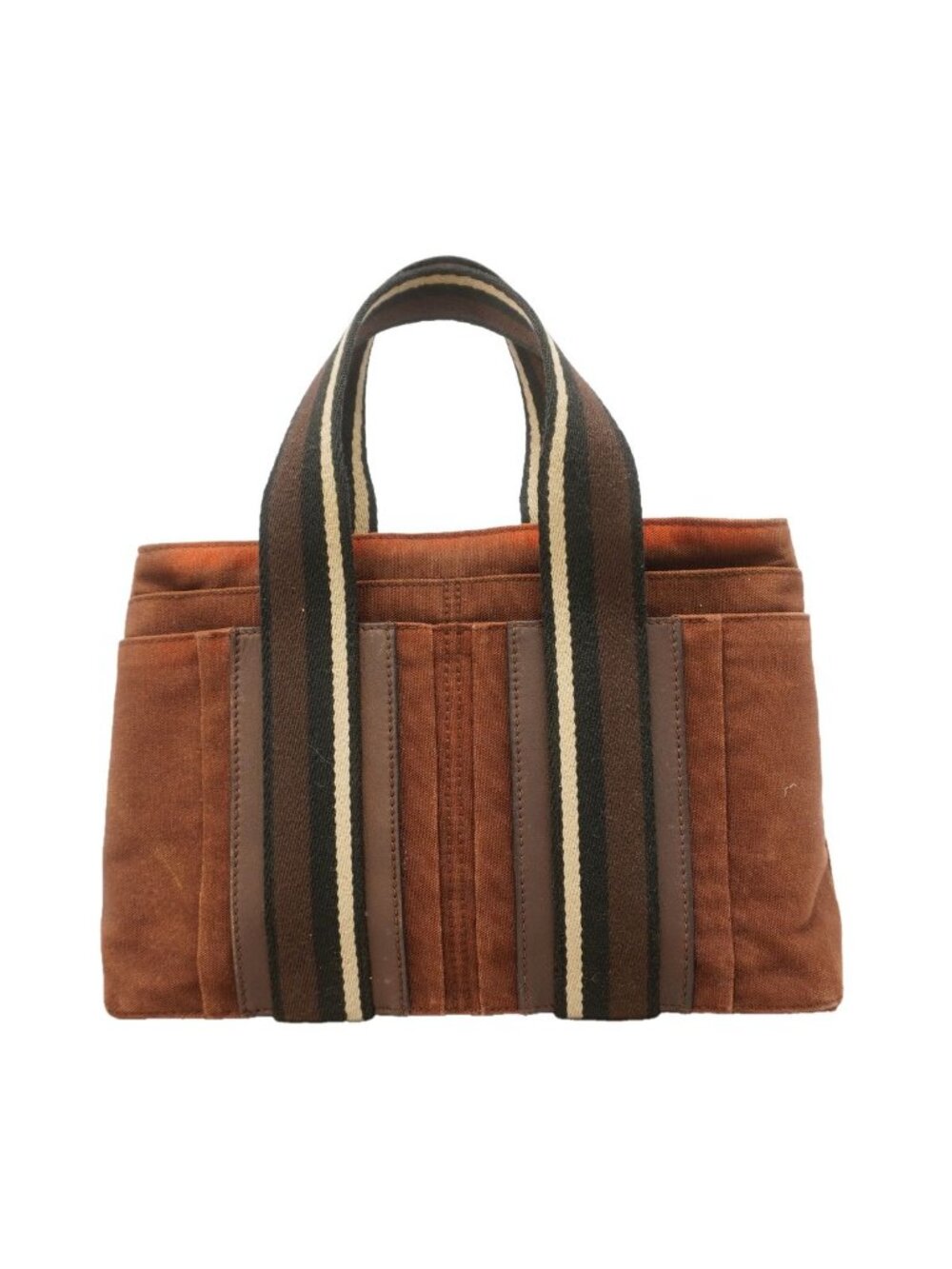 Hermes Tote Troca Horizontal PM Canvas Brown Silver